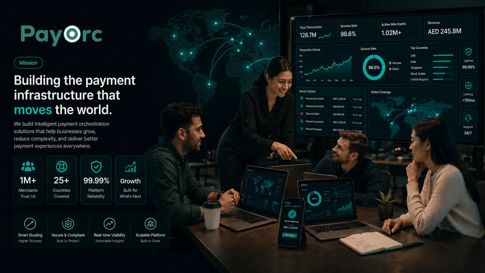 PayOrc company mission and global payment infrastructure visual